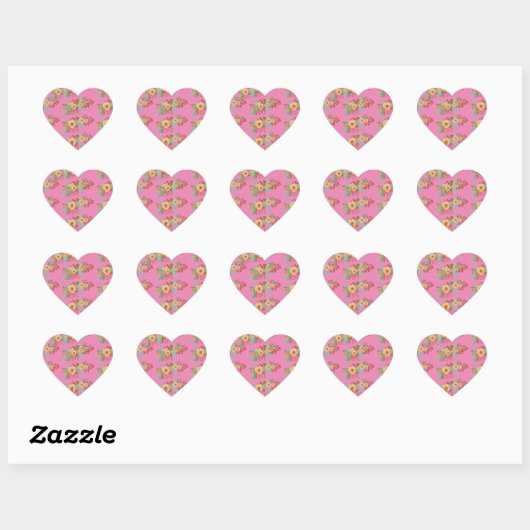 Moderne Boho Bloemige Trendy Huisdecoratie   Hart Sticker (Vel)