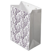 Moderne Boho Bloemmotief Pr Plum Wit Medium Cadeauzakje (Voorkant Gekanteld)