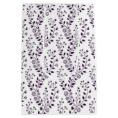Moderne Boho Bloemmotief Pr Plum Wit Medium Cadeauzakje (Achterkant)