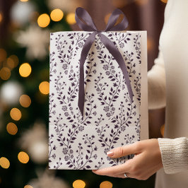 Moderne Boho Bloemmotief Pr Plum Wit Medium Cadeauzakje