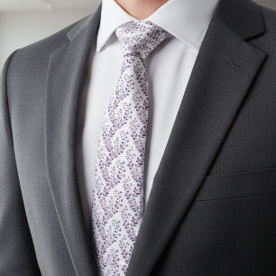 Moderne Boho Bloemmotief Pr Plum Wit Stropdas
