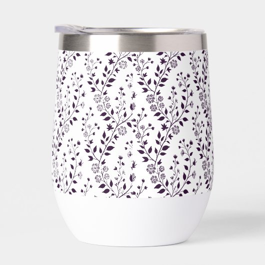 Moderne Boho Bloempatroon Pr Plum Wit (Rechts)