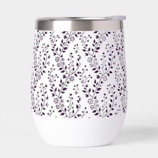 Moderne Boho Bloempatroon Pr Plum Wit (Links)