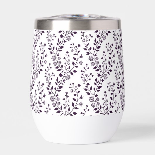 Moderne Boho Bloempatroon Pr Plum Wit (Voorkant)