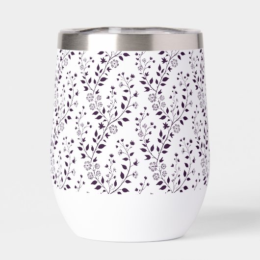 Moderne Boho Bloempatroon Pr Plum Wit (Achterkant)