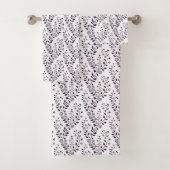 Moderne Boho Bloempatroon Pr Plum Wit Bad Handdoek (Insitu)