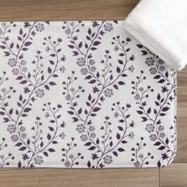 Moderne Boho Bloempatroon Pr Plum Wit Badmat