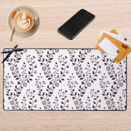 Moderne Boho Bloempatroon Pr Plum Wit Bureaumat