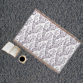 Moderne Boho Bloempatroon Pr Plum Wit Deken