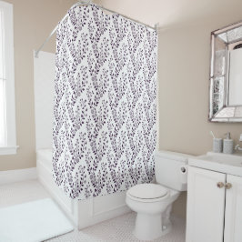 Moderne Boho Bloempatroon Pr Plum Wit Douchegordijn