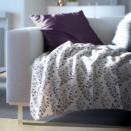 Moderne Boho Bloempatroon Pr Plum Wit Fleece Deken