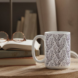 Moderne Boho Bloempatroon Pr Plum Wit Koffiemok