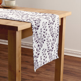 Moderne Boho Bloempatroon Pr Plum Wit Korte Tafelloper