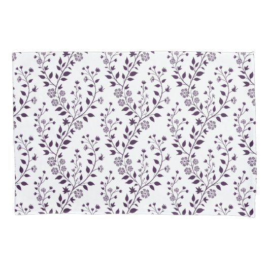 Moderne Boho Bloempatroon Pr Plum Wit Kussensloop (Voorkant)