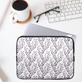 Moderne Boho Bloempatroon Pr Plum Wit Laptop Sleeve