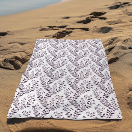 Moderne Boho Bloempatroon Pr Plum Wit Strandlaken