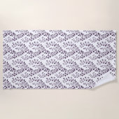 Moderne Boho Bloempatroon Pr Plum Wit Strandlaken (Voorkant)