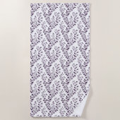 Moderne Boho Bloempatroon Pr Plum Wit Strandlaken (Voorkant)