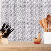 Moderne Boho Bloempatroon Pr Plum Wit Tegeltje