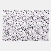 Moderne Boho Bloempatroon Pr Plum Wit Theedoek (Horizontaal)