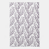 Moderne Boho Bloempatroon Pr Plum Wit Theedoek (Verticaal)