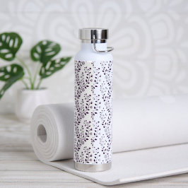 Moderne Boho Bloempatroon Pr Plum Wit Waterfles