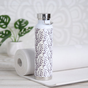Moderne Boho Bloempatroon Pr Plum Wit Waterfles