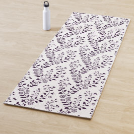 Moderne Boho Bloempatroon Pr Plum Wit Yogamat