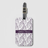 Moderne Boho Bloempatroon Pruim Script Naam Bagagelabel (Voorkant (verticaal))