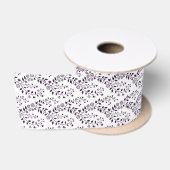 Moderne Boho Bloempatroon Pruim Wit Satijnen Lint (Spoel)