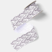 Moderne Boho Bloempatroon Pruim Wit Satijnen Lint (Achterkant)