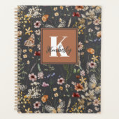 Moderne Boho Bloemrijke Monogram Naam Planner (Voorkant)