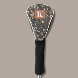 Moderne Boho Bloemrijke Monogramnaam Golfheadcover
