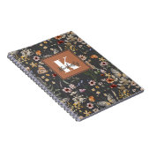 Moderne Boho Bloemrijke Monogramnaam Notitieboek (Rechterzijde)