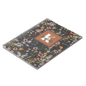 Moderne Boho Bloemrijke Monogramnaam Notitieboek (Linkerzijde)