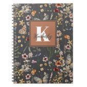 Moderne Boho Bloemrijke Monogramnaam Notitieboek (Voorkant)