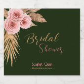 Moderne boho blos roze rozen bos bruidsfeest #2 sparkling wijnetiket (Enkel label)