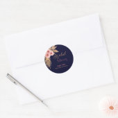 Moderne boho blos roze rozen bos bruidsfeest #4 ronde sticker (Envelop)