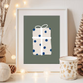 Moderne Boho Blue en Beige kerstcadeauprint Poster