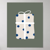 Moderne Boho Blue en Beige kerstcadeauprint Poster (Voorkant)