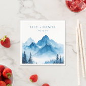 Moderne Boho Blue Waterverf Mountains bruiloft Servet (Insitu)