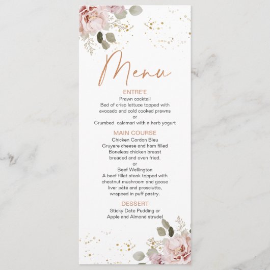 Moderne Boho Blush Bloemen Menu (Voorkant)