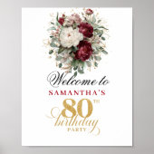 Moderne boho blush bordeauxrood 80ste verjaardag 8 poster (Voorkant)
