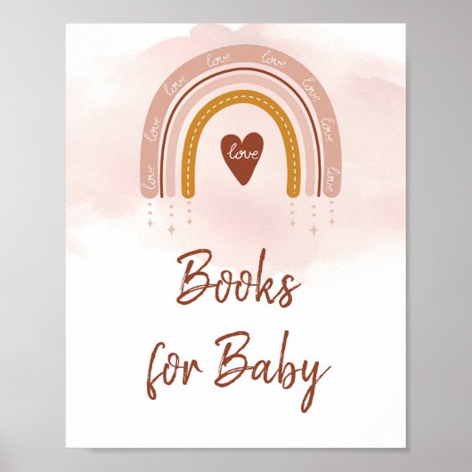 Moderne boho Blush Pink Rainbow Books for Baby Sig Poster (Voorkant)