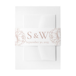 Moderne Boho Blush Roze Bloemen Minimale bruiloft Uitnodigingen Wikkel