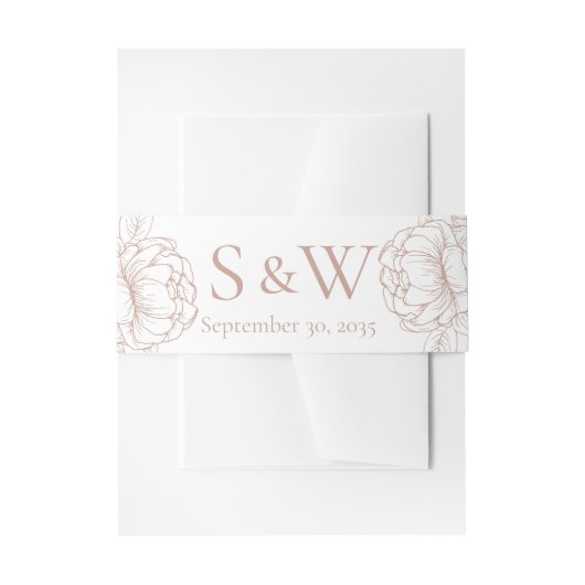 Moderne Boho Blush Roze Bloemen Minimale bruiloft Uitnodigingen Wikkel (Voorkant Voorbeeld)