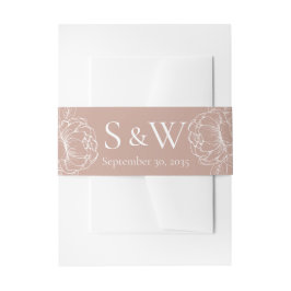 Moderne Boho Blush Roze Bloemen Minimale bruiloft Uitnodigingen Wikkel