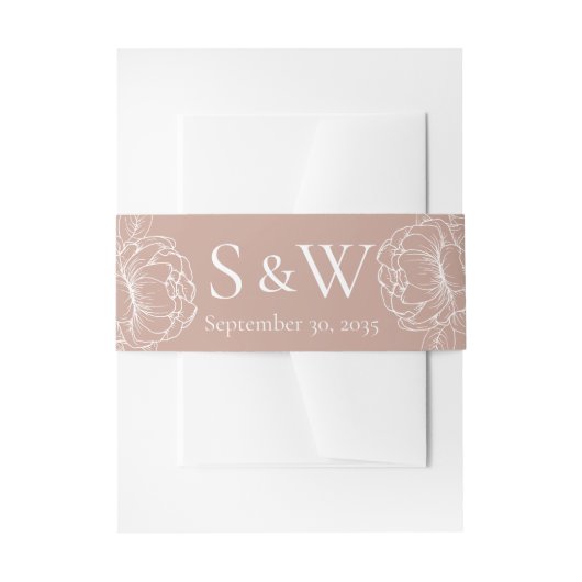Moderne Boho Blush Roze Bloemen Minimale bruiloft Uitnodigingen Wikkel (Voorkant Voorbeeld)