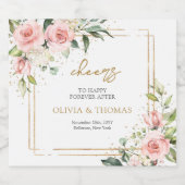 Moderne Boho blush roze bloemengoud glitter bruilo Likeurfles Etiket (Enkel label)