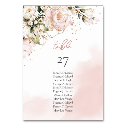 Moderne Boho blush roze bloemengoud schittert Kaart (Voorkant)